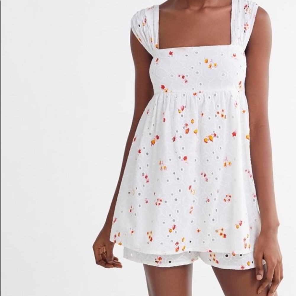 UO Tiana Eyelet Babydoll Romper